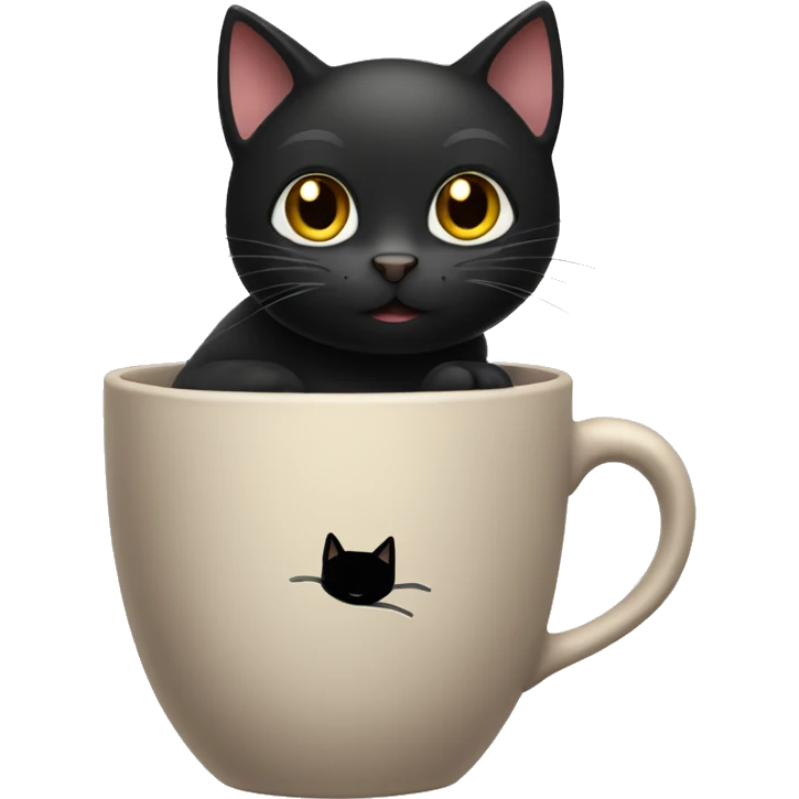 Black cat in cup emoji