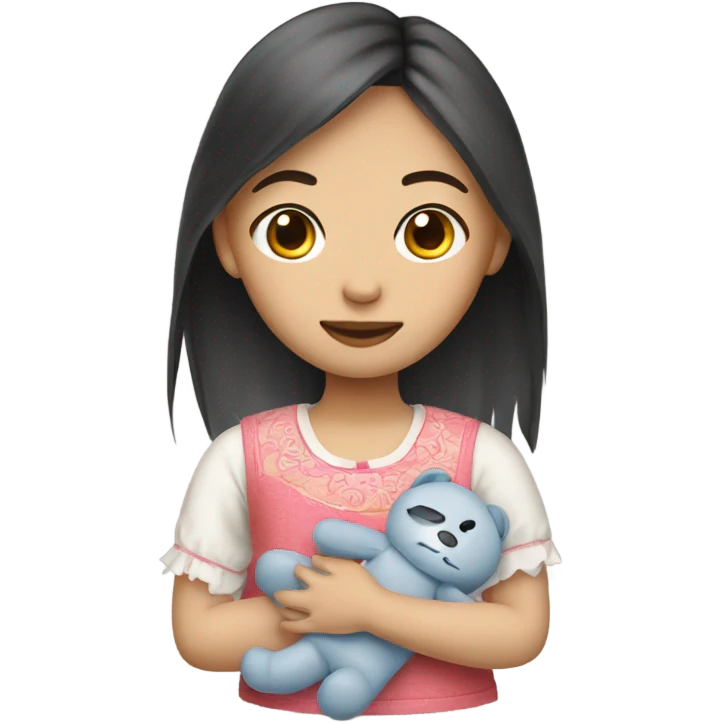 Chinese girl hand a Rag-doll emoji