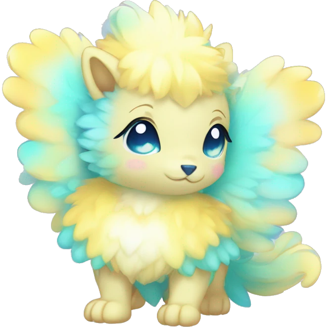 Shiny Innocent Shy Baby Sparkly Colorful Pastel Fluffy beautiful fantasy Kawaii Ethereal Sona Fakemon-animal Full Body emoji