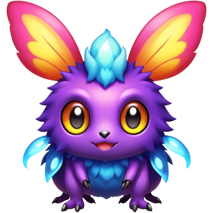 Elemental animesque cute chibi bug-type-electric-type magical colorful exotic animesque Pokémon-Fakémon-animal-creature with big adorable anime eyes emoji