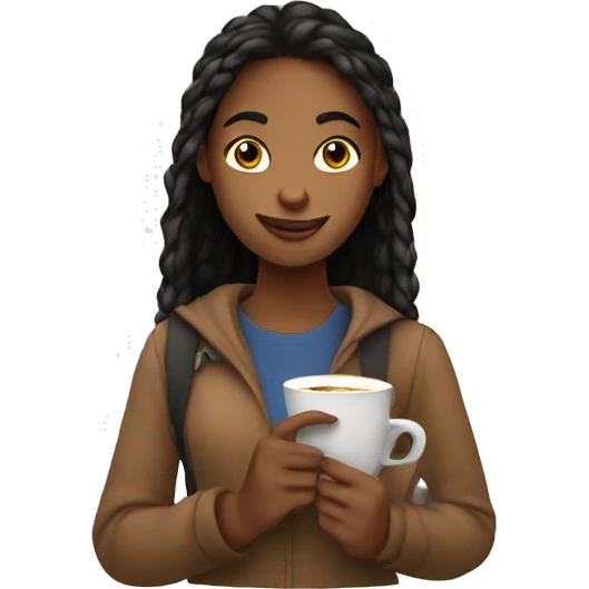 Girls with coffee and book going somewhere emoji