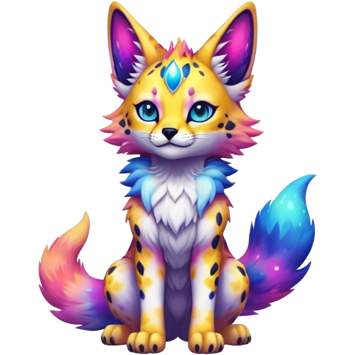 Cute Kawaii Epic Colorful Nebula Sergal-Serval-Vernid full body emoji