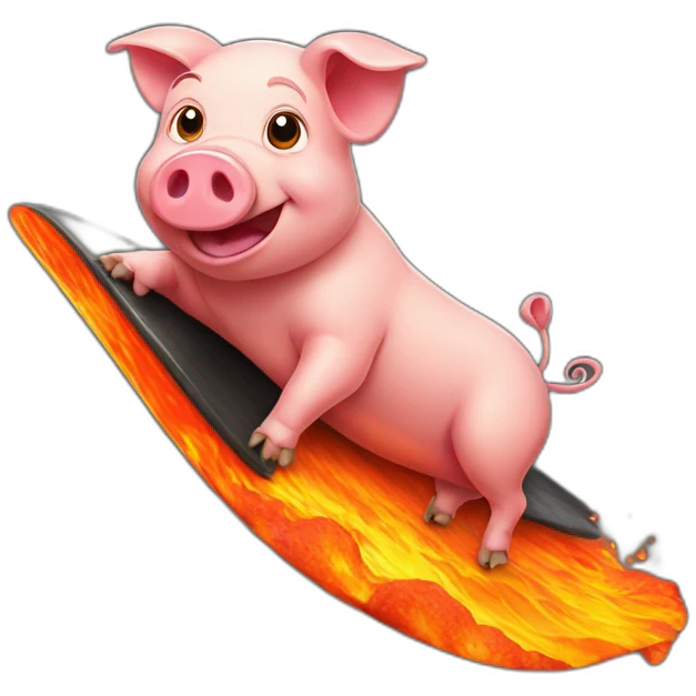 pig surfing on lava emoji