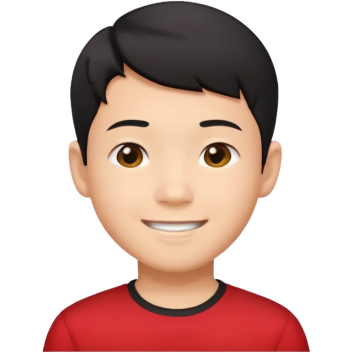 asian boy black short hair red shirt emoji