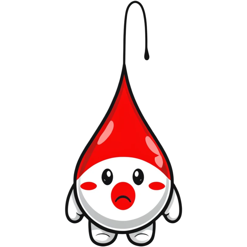 Cute blood drop character with low energy representing anemia emoji