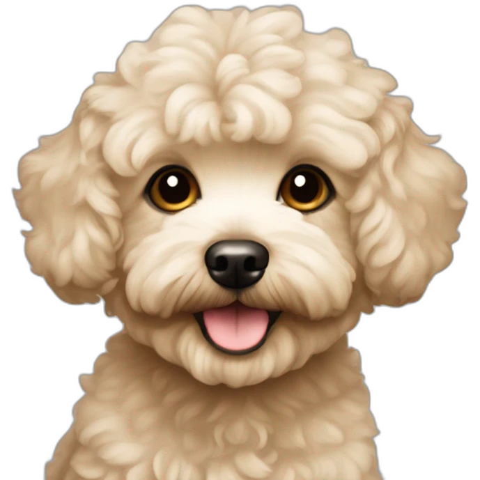 very light beige short-haired maltipoo with light brown ear emoji