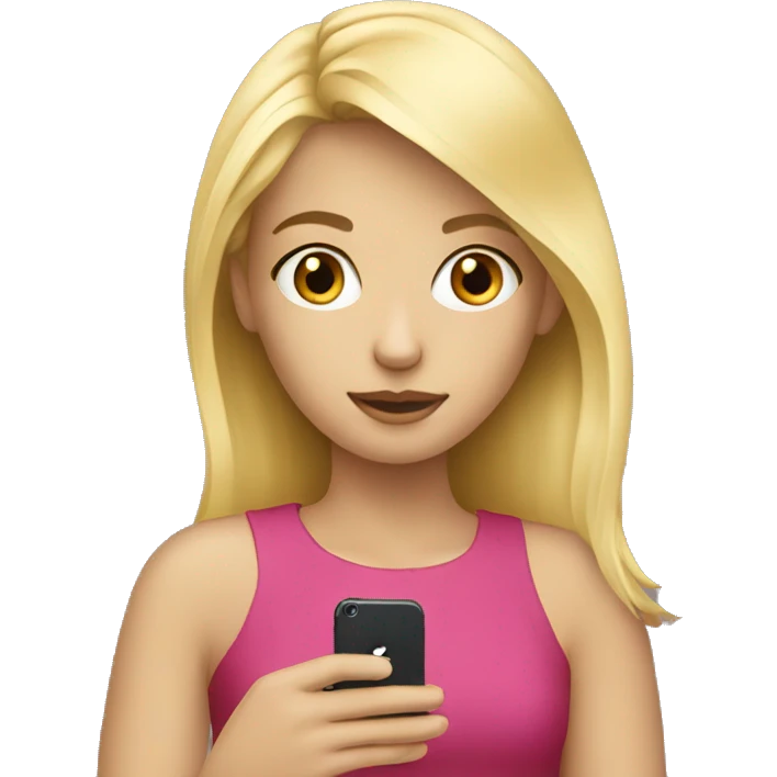 Blond girl with her iPhone  emoji
