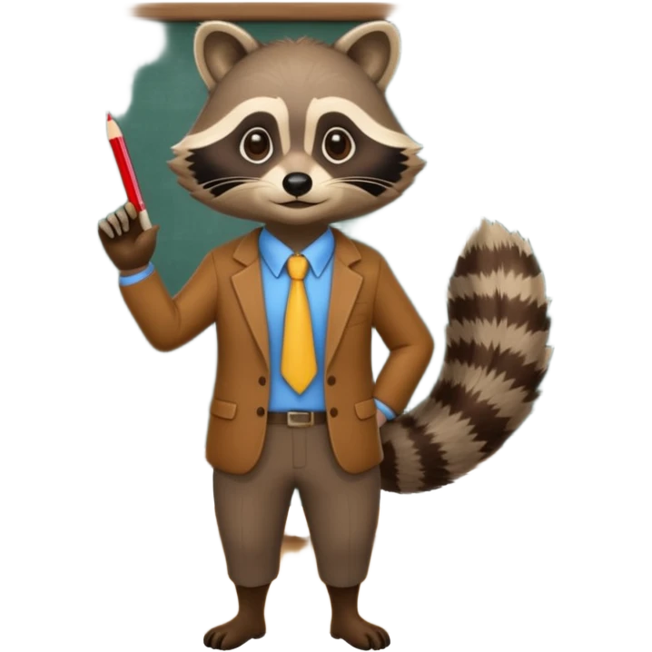 Racoon teacher full body near school board emoji