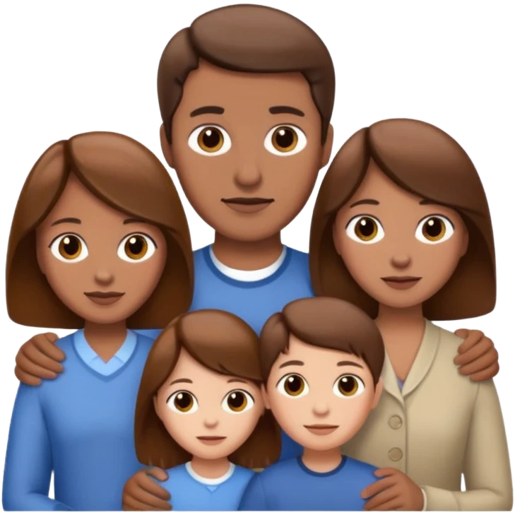 family aill white / browm hair emoji