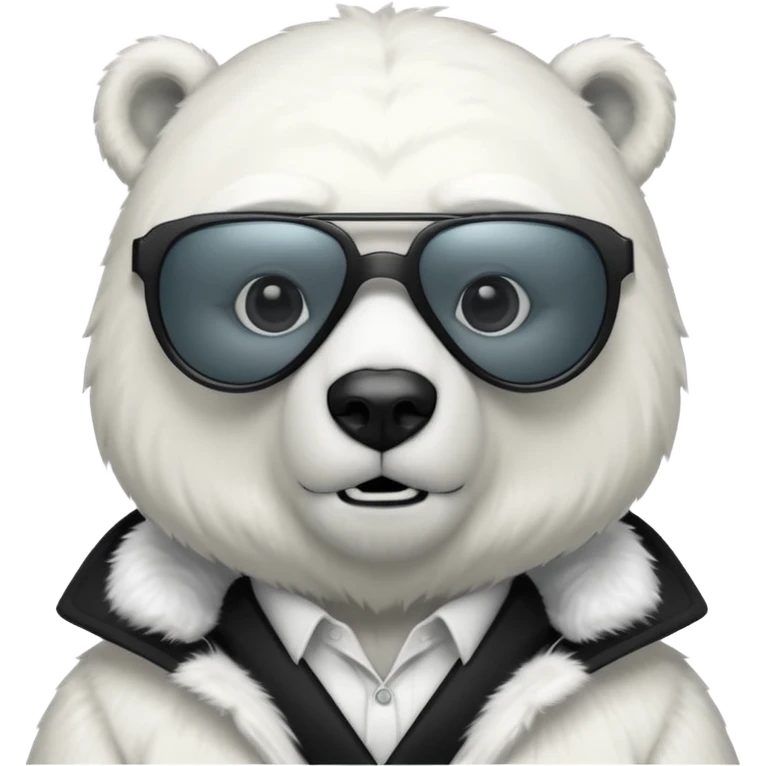 Make a humanoid polar bear with a secret agent outfit and dark black glasses emoji