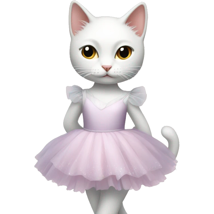 white cat with ballerina dress emoji