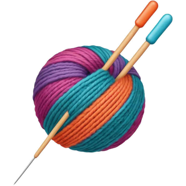 ball of wool with a knitting needle through it emoji