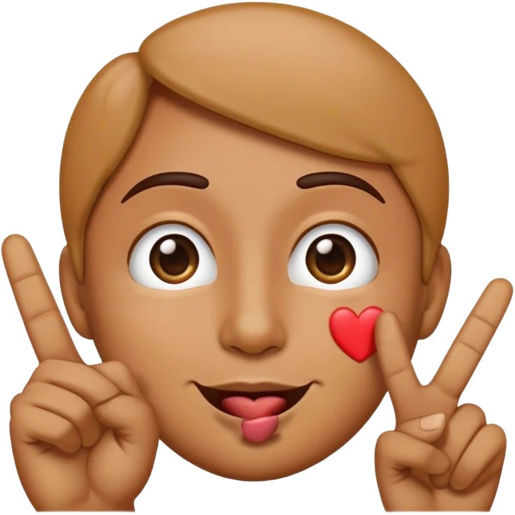 Emoji making a peace sign with hand then looking away doing a kiss face  emoji