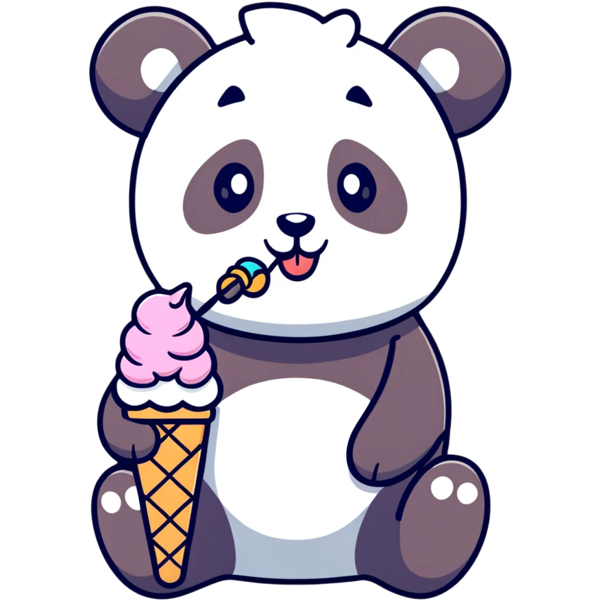 Panda eating ice cream emoji