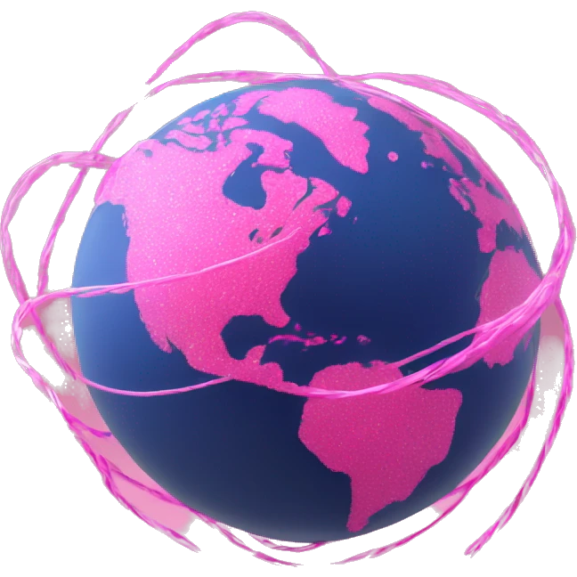  pink round earth  wrapped in a fiber optic cable  emoji