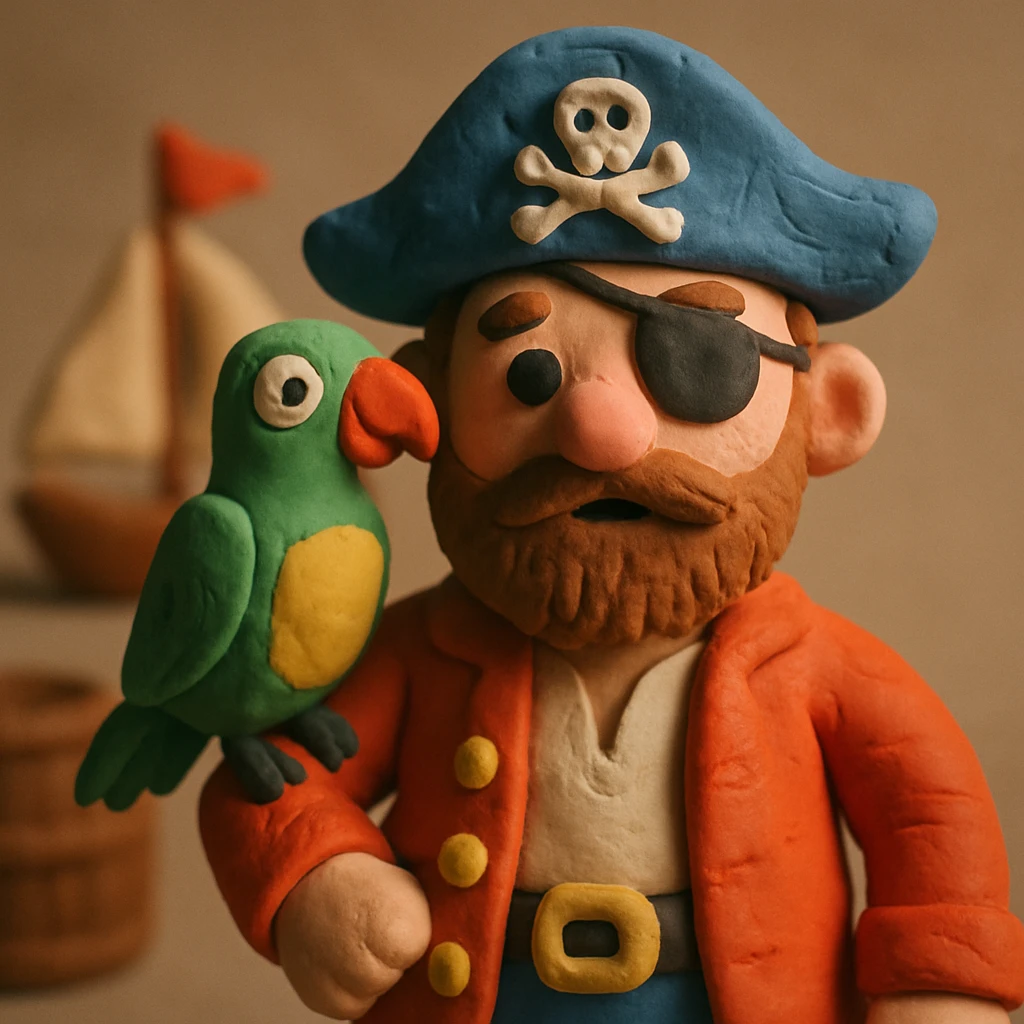 pirate with eye patch and parrot emoji
