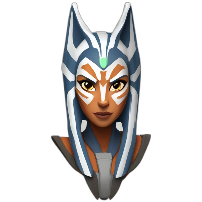 Sexy Ahsoka Tano (superhero pose) (portrait, front facing, Apple iOS 17 style) (small horns) emoji