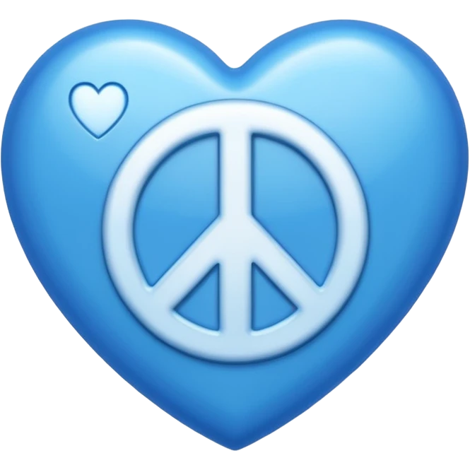 blue heart with a peace sign inside, apple emoji style emoji