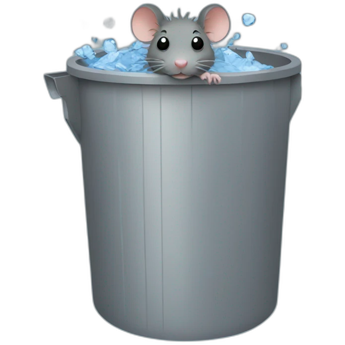 A rat in a trashbin full of water emoji