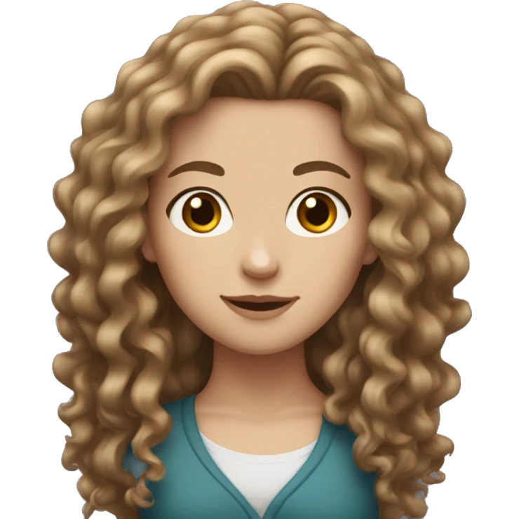 white girl with long brown curly hair emoji