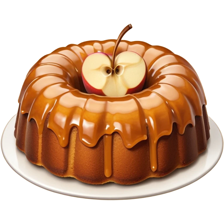 Caramel Bundt cake with apple slices on top  emoji
