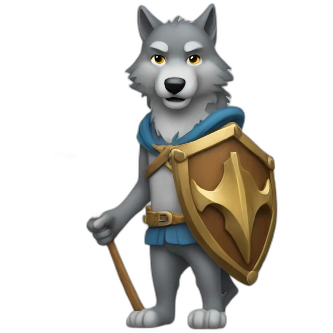 A wolf holding a trident in his hand emoji