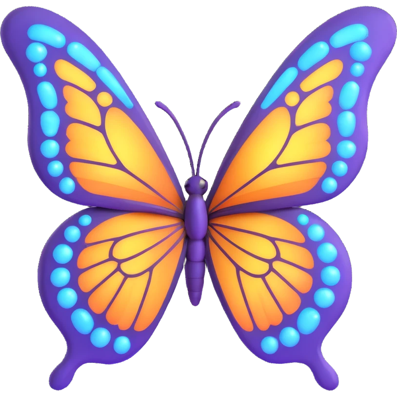 Add more decorations: more magical dust, glowing particles, and light effects around the butterfly. Maintain the 3D cartoon, elegant, fantasy style with a transparent background. emoji