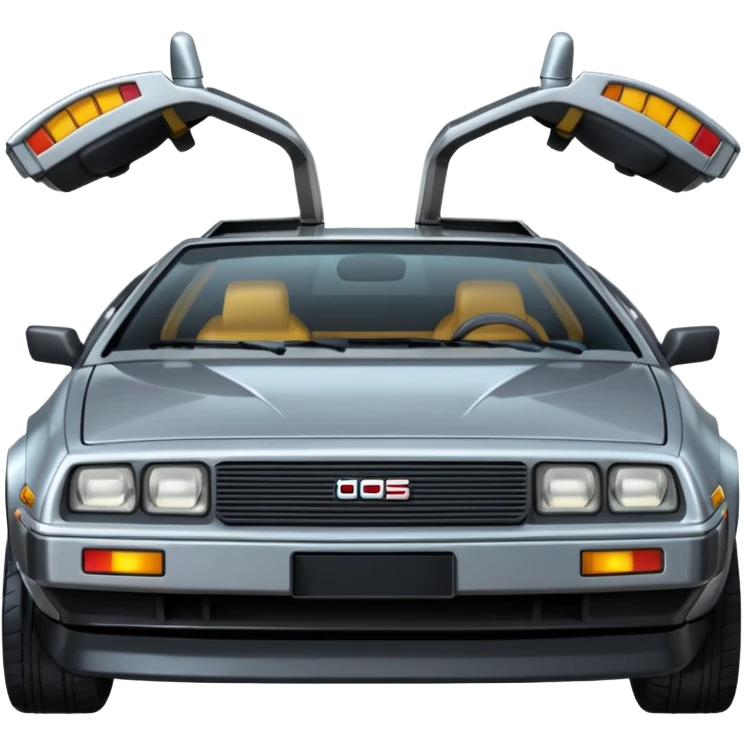 iconic DeLorean time machine, no face, emoji style emoji