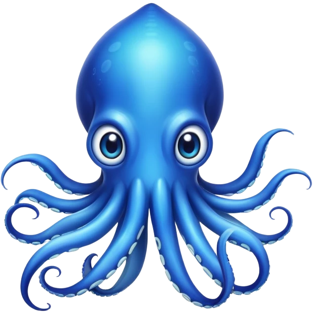 Vibrant blue squid with big eyes and tentacles emoji