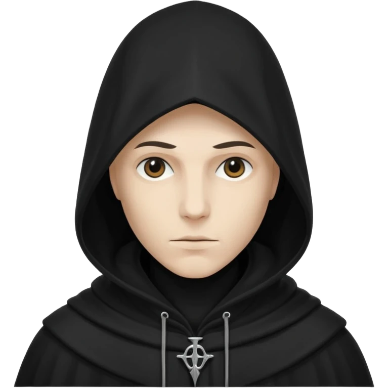 minimal hooded figure emoji, cultist silhouette, simple and iconic, no facial features, dark cloak, clean lines emoji
