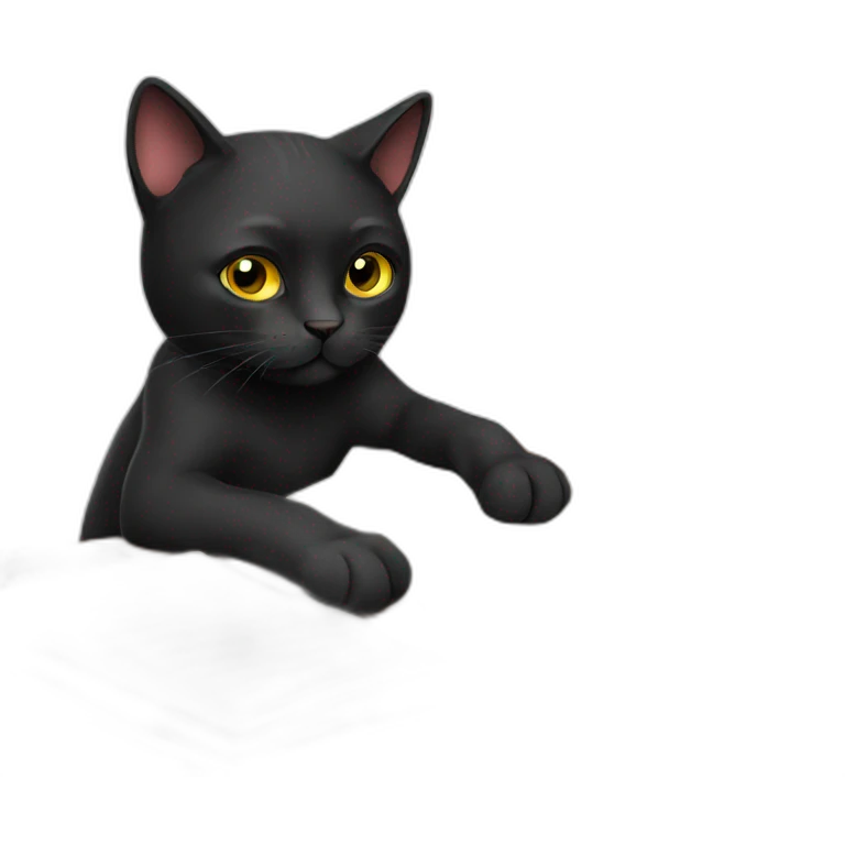 black cat studying emoji