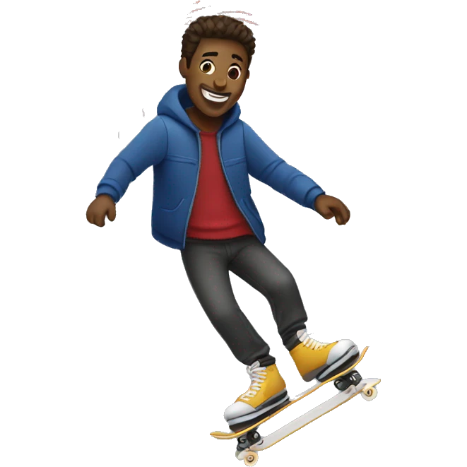 guy skating with fireworks emoji