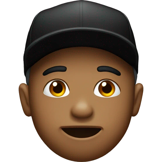 an emoji biting his lip with one eyebrow raised wearing a black cap backwards emoji