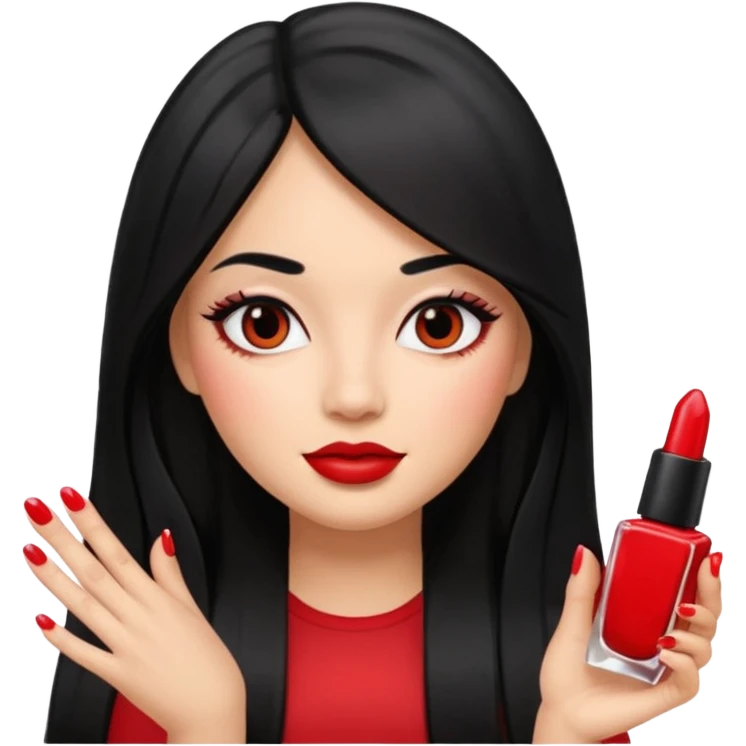 latina girl with straight long hair thats black memoji with nail emoji
