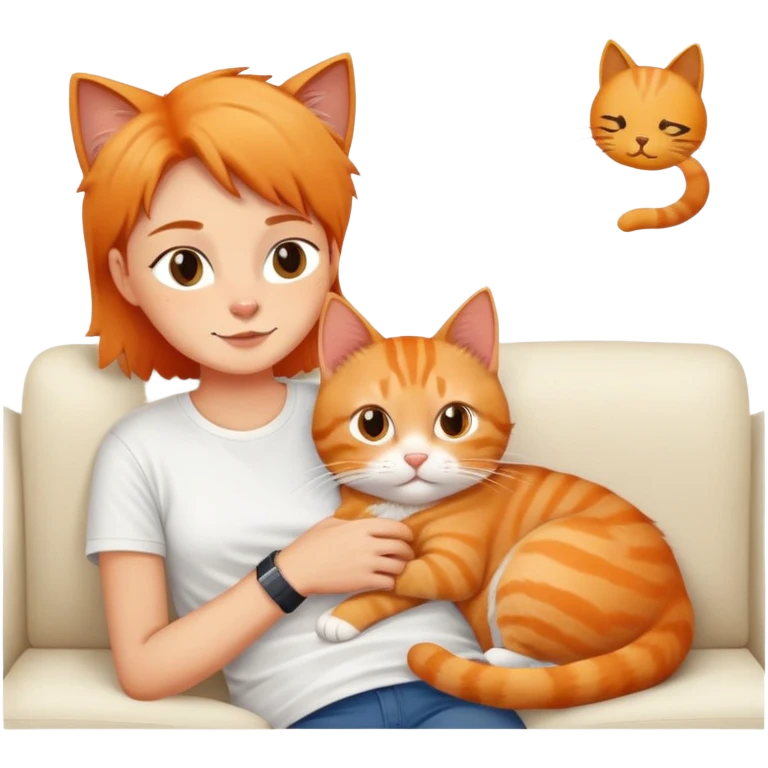 cat and owner relaxing together on sofa emoji