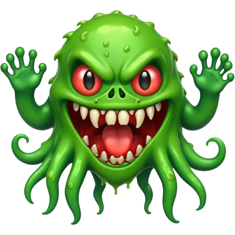 Slime monster. scary sinister. slime attacks. show full body emoji