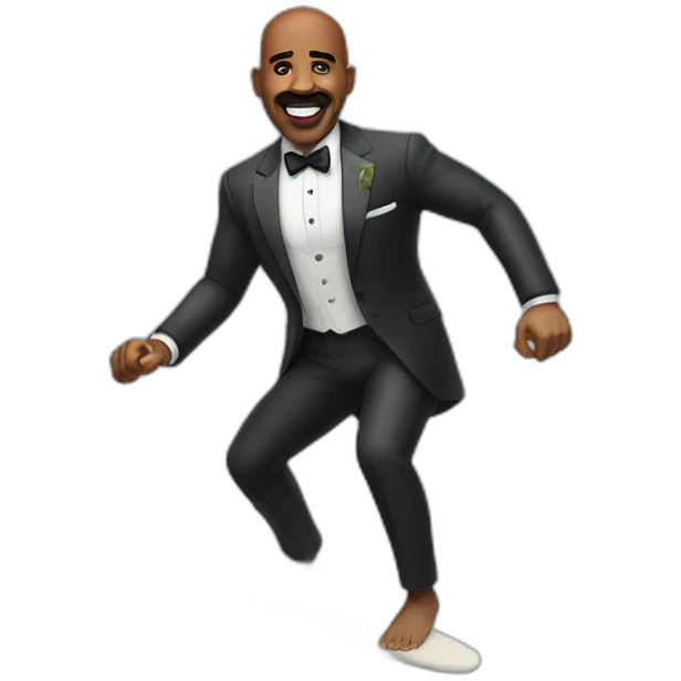 Realistic Steve Harvey surfing emoji