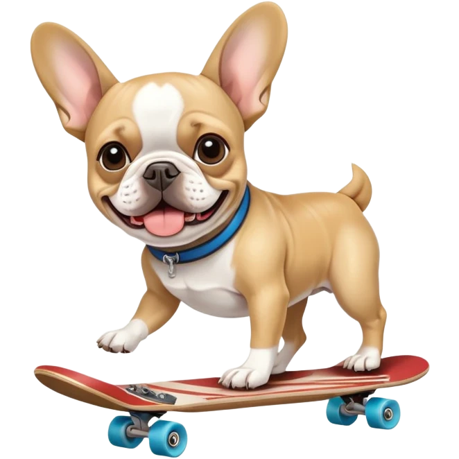 French bull dog riding a skateboard emoji