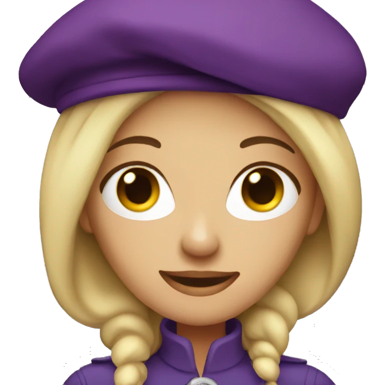 blonde woman in purple beret emoji