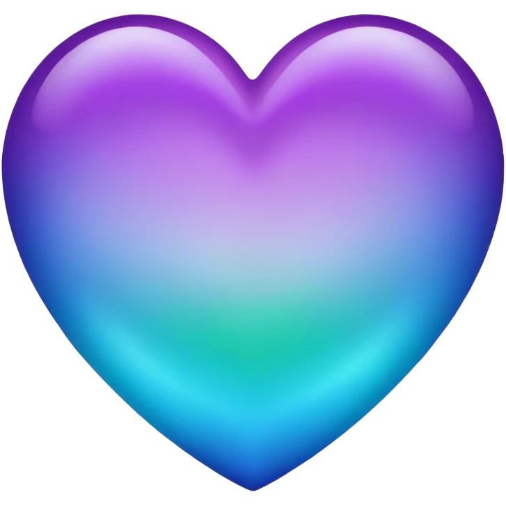 Gradient purple indigo blue cyan green heart emoji