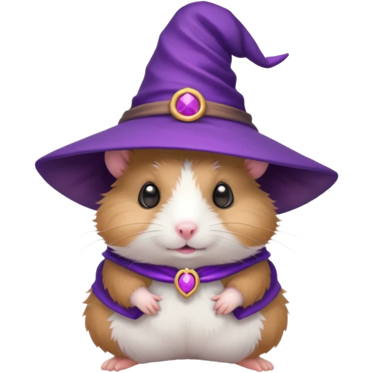 cute hamster wearing a small purple witch hat emoji