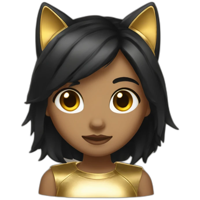 catgirl with black hair and gold highlights emoji