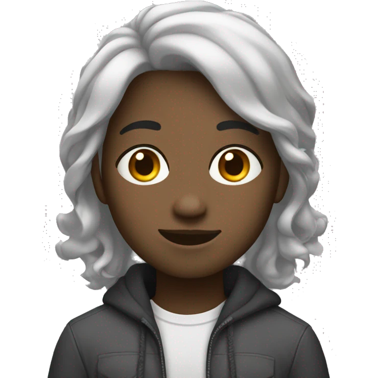 Black Girlfriend - White boy friend with gray Hair emoji