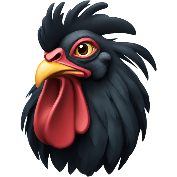 A large black rooster emoji
