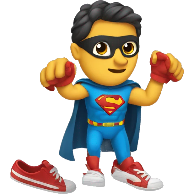 super hero grabing a pair of shoes emoji