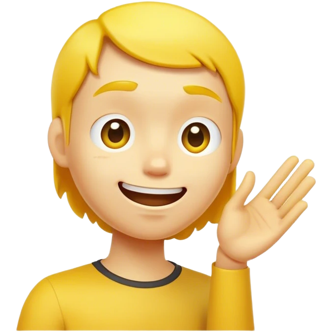 floating yellow head, signing cut it out with its hand shaking at its neck emoji