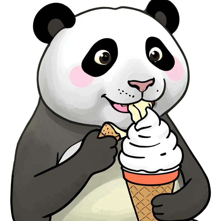 Panda eating ice cream emoji
