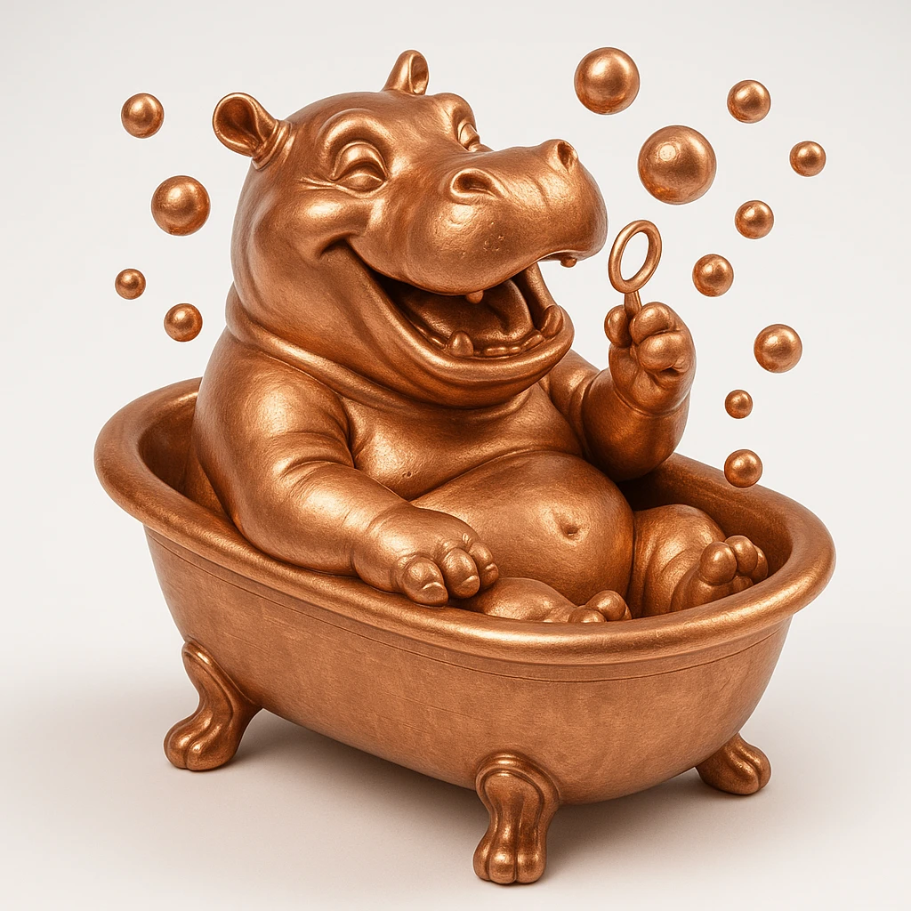 happy hippo with bubbles in bathtub emoji