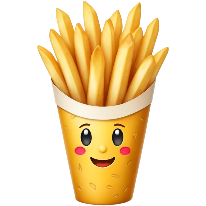 Belgian Fries Cinematic Realistic Belgian Fries Dish Emoji, depicted as a generous serving of crispy fries neatly presented in a white paper cone, rendered with vivid textures and appetizing, natural lighting. emoji