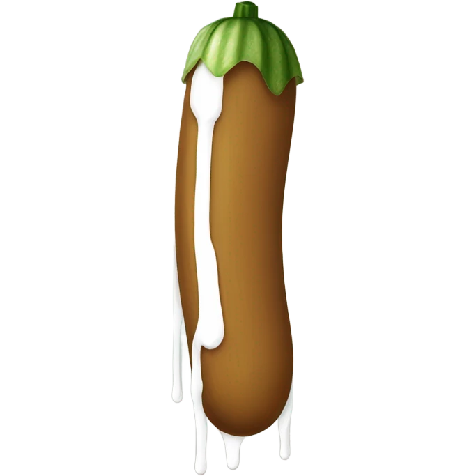 Brown skinny long cucumber with white paint dripping emoji